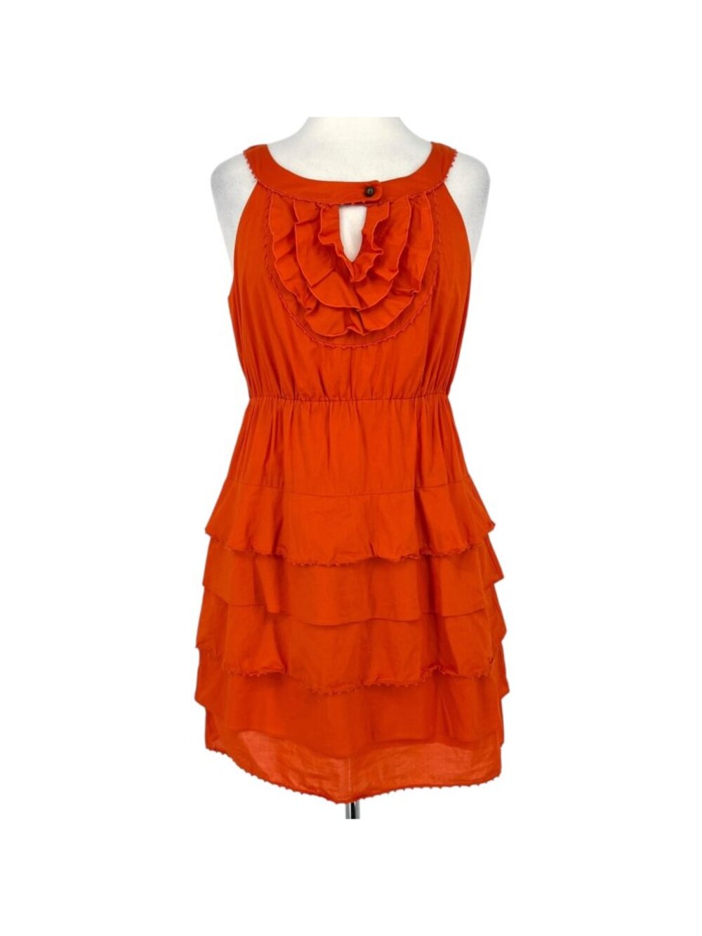Maeve Anthropologie Y2K Terrasina Tiered Ruffle Mini Dress Orange Size XS